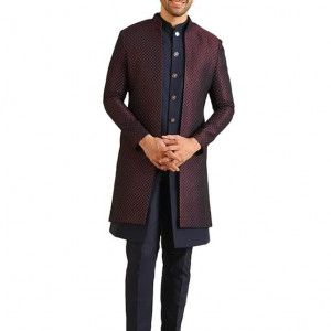 Men's Jacquard Woven Design Sherwani Set