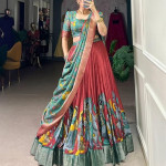 Women's Dola Silk With Kalamkari Print Lehenga Choli Seet