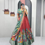 Women's Dola Silk With Kalamkari Print Lehenga Choli Seet