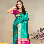 Women's Pure Kanjivaram Silk Saree Soft Paithani Wedding Sarees With Blouse Piece