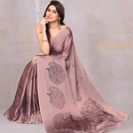Women Saree Chiffon Flower Print | Breathable Lightweight Sari for Office and Daily Use